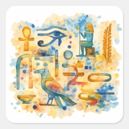 Ancient Egyptian Eye of Horus & Pharaoh symbols スクエアシール