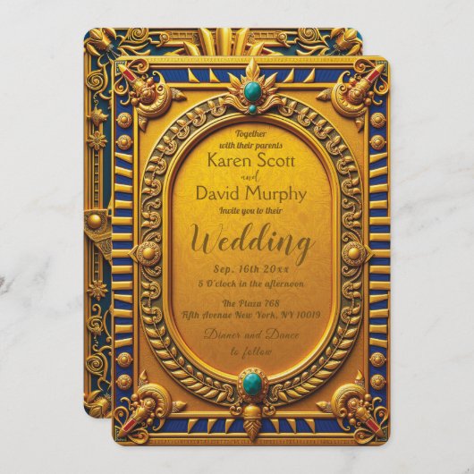 Ancient Egyptian Gold Wedding Invitation 招待状 (正面/裏面)