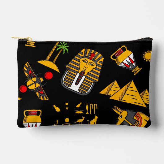 Ancient  Egyptian Hieroglyphic Pattern Background  アクセサリーポーチ (正面)