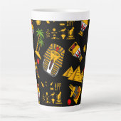 Ancient  Egyptian Hieroglyphic Pattern Background  カフェラテマグ (正面)