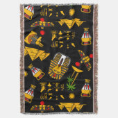 Ancient  Egyptian Hieroglyphic Pattern Background  スローブランケット (正面縦)