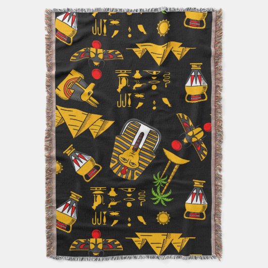 Ancient  Egyptian Hieroglyphic Pattern Background  スローブランケット (正面縦)