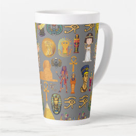 Ancient Egyptian Hieroglyphic -Pattern Pharaoh  カフェラテマグ
