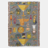 Ancient Egyptian Hieroglyphic -Pattern Pharaoh  スローブランケット (正面縦)