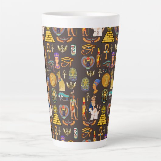 Ancient Egyptian Hieroglyphic Pattern Symbol       カフェラテマグ (正面)