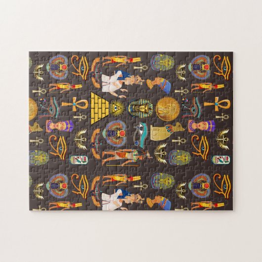 Ancient Egyptian Hieroglyphic Pattern Symbol       ジグソーパズル (横)