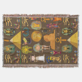 Ancient Egyptian Hieroglyphic -Pattern Symbol スローブランケット (正面)