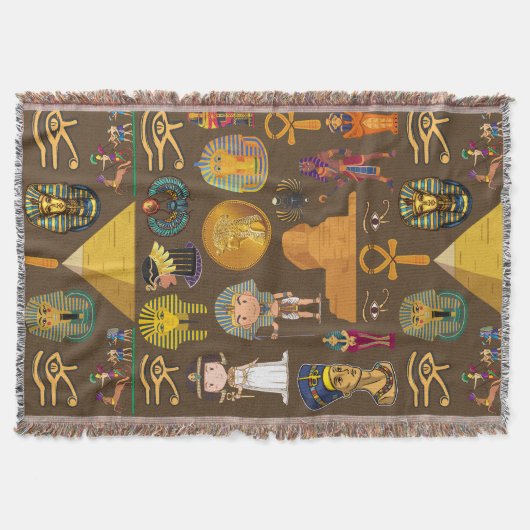 Ancient Egyptian Hieroglyphic -Pattern Symbol  スローブランケット (正面)