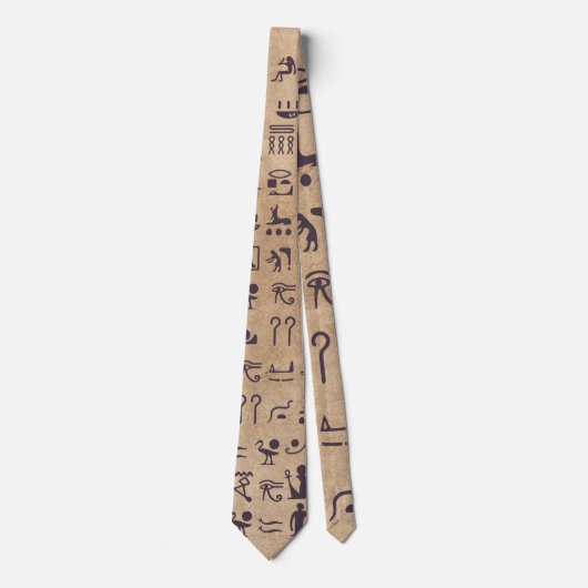 Ancient Egyptian Hieroglyphics Art on Parchment ネクタイ (正面)