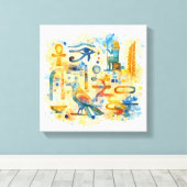 Ancient Egyptian Hieroglyphs Sacred Symbols キャンバスプリント (インサイチュ (ウッドフロア))