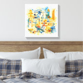 Ancient Egyptian Hieroglyphs Sacred Symbols キャンバスプリント (インサイチュ (寝室))