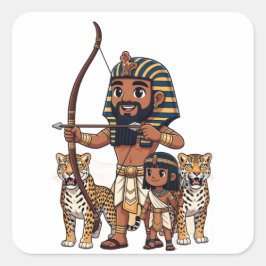 Ancient Egyptian Hunt with Leopards スクエアシール