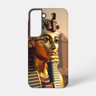 Ancient Egyptian King Tut Gold Mask with Pyramids Samsung Galaxy S22ケース