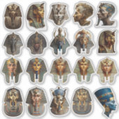 Ancient Egyptian Pharaoh Faces Stickers | Gold 3D  シール (正面)