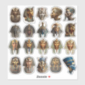 Ancient Egyptian Pharaoh Faces Stickers | Gold 3D  シール (シート)
