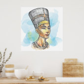 Ancient Egyptian Queen Nefertiti Bust Sketch ポスター (キッチン)