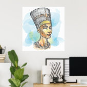 Ancient Egyptian Queen Nefertiti Bust Sketch ポスター (ホームオフィス)