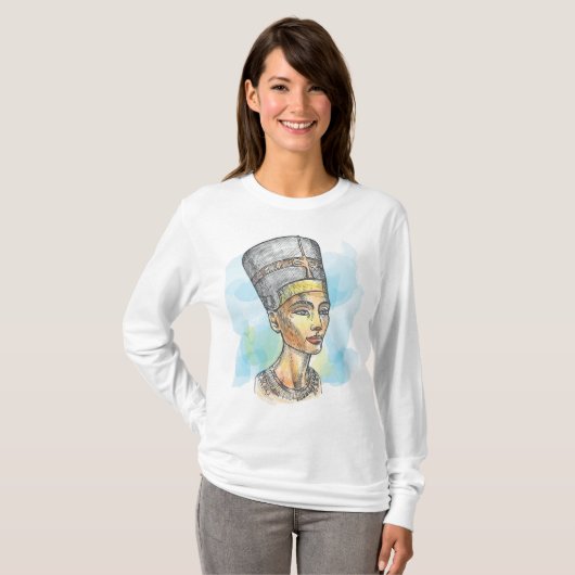 Ancient Egyptian Queen Nefertiti Bust Sketch Tシャツ (正面フル)