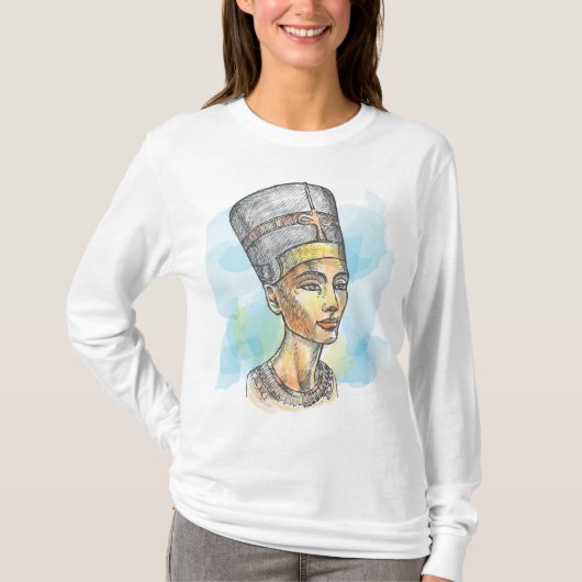Ancient Egyptian Queen Nefertiti Bust Sketch Tシャツ (正面)