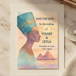 Ancient Egyptian Regal Nefertiti Save-Date card