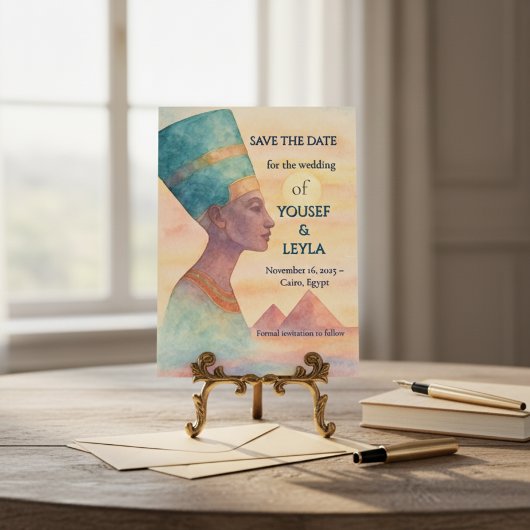 Ancient Egyptian Regal Nefertiti Save-Date card