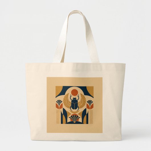 Ancient Egyptian Scarab Beetle Elegant Tote Bag ラージトートバッグ (正面)