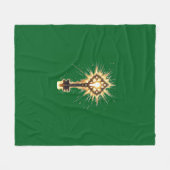 Ancient Fantasy Key with Magical Light – Radiant E フリースブランケット (正面(横))