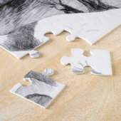 Ancient footbridge pencilart Monochrome ジグソーパズル (側面)