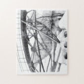Ancient footbridge pencilart Monochrome ジグソーパズル (縦)