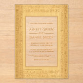 Ancient Gold Hieroglyphic Motifs Egyptian Wedding アクリル招待状 (正面)