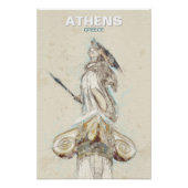Ancient Greece Athena Statue Sketch Poster  ポスター (正面)