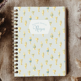 Ancient Greece Dusty Blue White Vases Recipe ノートブック