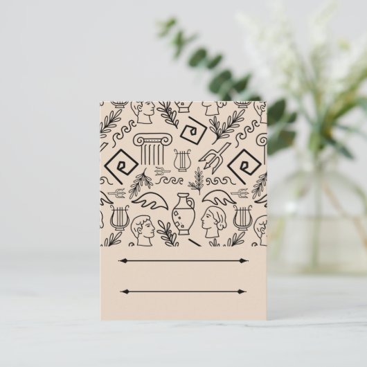 Ancient Greece Line Art Pattern ポストカード (スタンド正面)