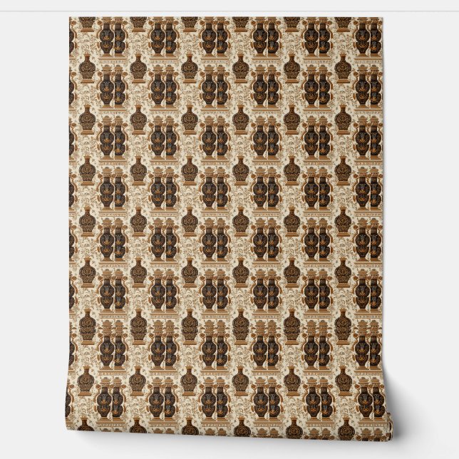 Ancient Greece Toile de Jouy Classic Vases Pattern 壁紙 (ほどく)