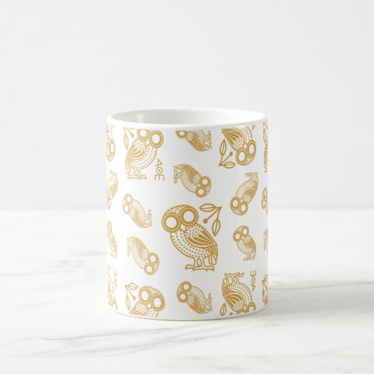 Ancient Greek Athenian Owl Pattern  コーヒーマグカップ (中央)