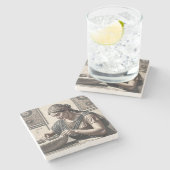 Ancient Greek Mosaic Woman Home Decor ストーンコースター (横)