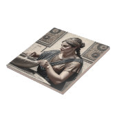 Ancient Greek Mosaic Woman Home Tile タイル (側面)