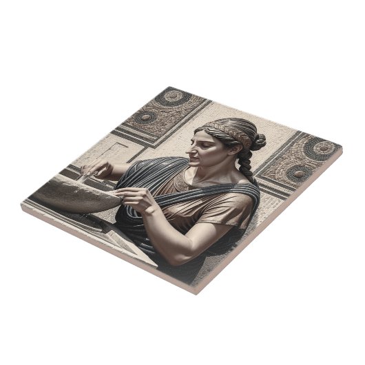 Ancient Greek Mosaic Woman Home Tile タイル (側面)
