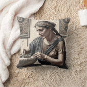 Ancient Greek Mosaic Woman Pillow Home Decor クッション (ブランケット)