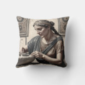 Ancient Greek Mosaic Woman Pillow Home Decor クッション (裏面)