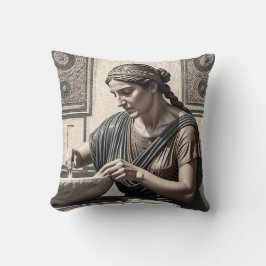 Ancient Greek Mosaic Woman Pillow Home Decor クッション