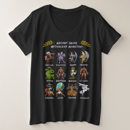 Ancient Greek Mythology Monsters プラスサイズTシャツ (デザイン正面)