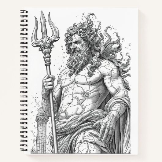 Ancient Greek Poseidon Stone Statue Graphic ノートブック (正面)