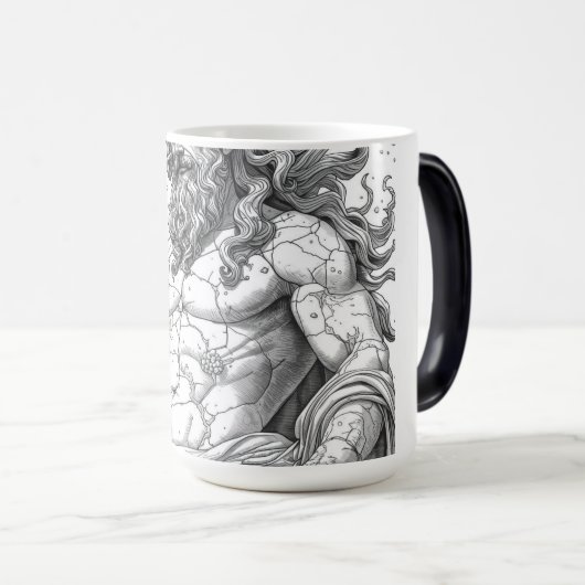 Ancient Greek Poseidon Stone Statue Graphic モーフィングマグカップ (正面右)