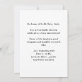 Ancient Greek Statue “Another Year Older” 招待状 (裏面)