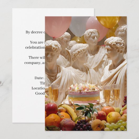 Ancient Greek Statue “Another Year Older” 招待状 (正面/裏面)