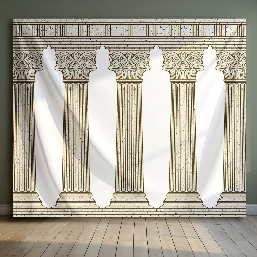 Ancient History Party Photo Backdrop with columns タペストリー