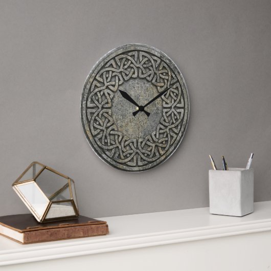 Ancient Infinite Weave Celtic Stone Wall Clock ラージ壁時計 (オフィス)