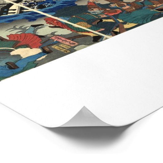 Ancient Japanese Painting of Samurai and Mongols ポスター (角)