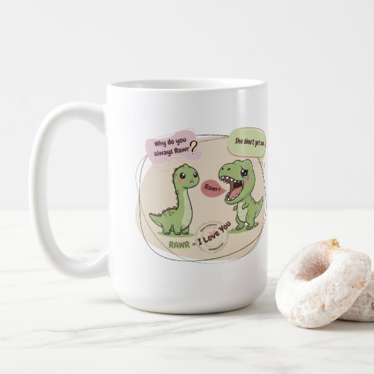 Ancient love language. 🦖☕✨ コーヒーマグカップ (ドーナツ)